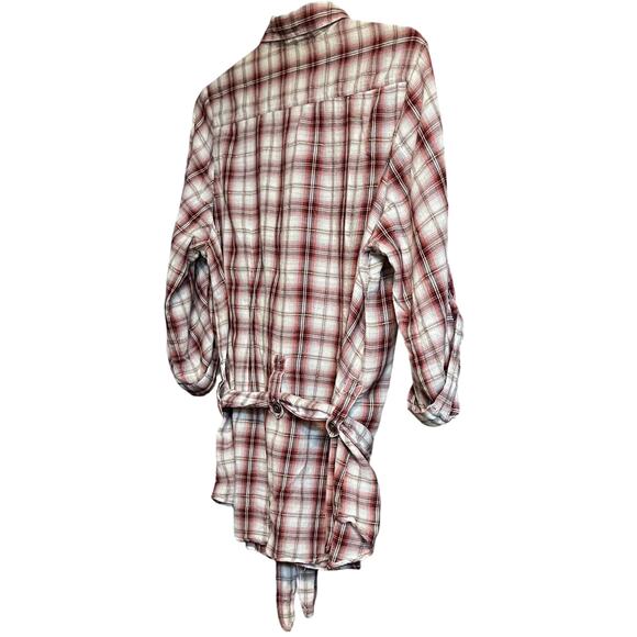 MILLENIUM LONG SLV, BUTTON-UP, POINTED COLLAR SHIRT, WOMENS, 3X, RED GREY PLAID - Picture 6 of 12